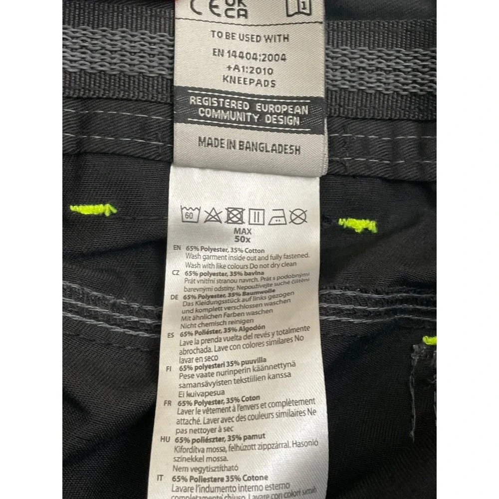 NEW Portwest PW3 Work Trouser Mens 36 Black T601 Cargo Utility Drop Hem Pants